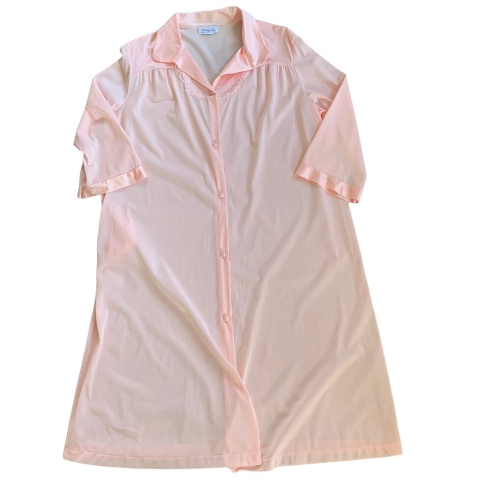 Vintage Vanity Fair Floral Pastel Pink Lingerie Sleepwear Night Shirt USA L